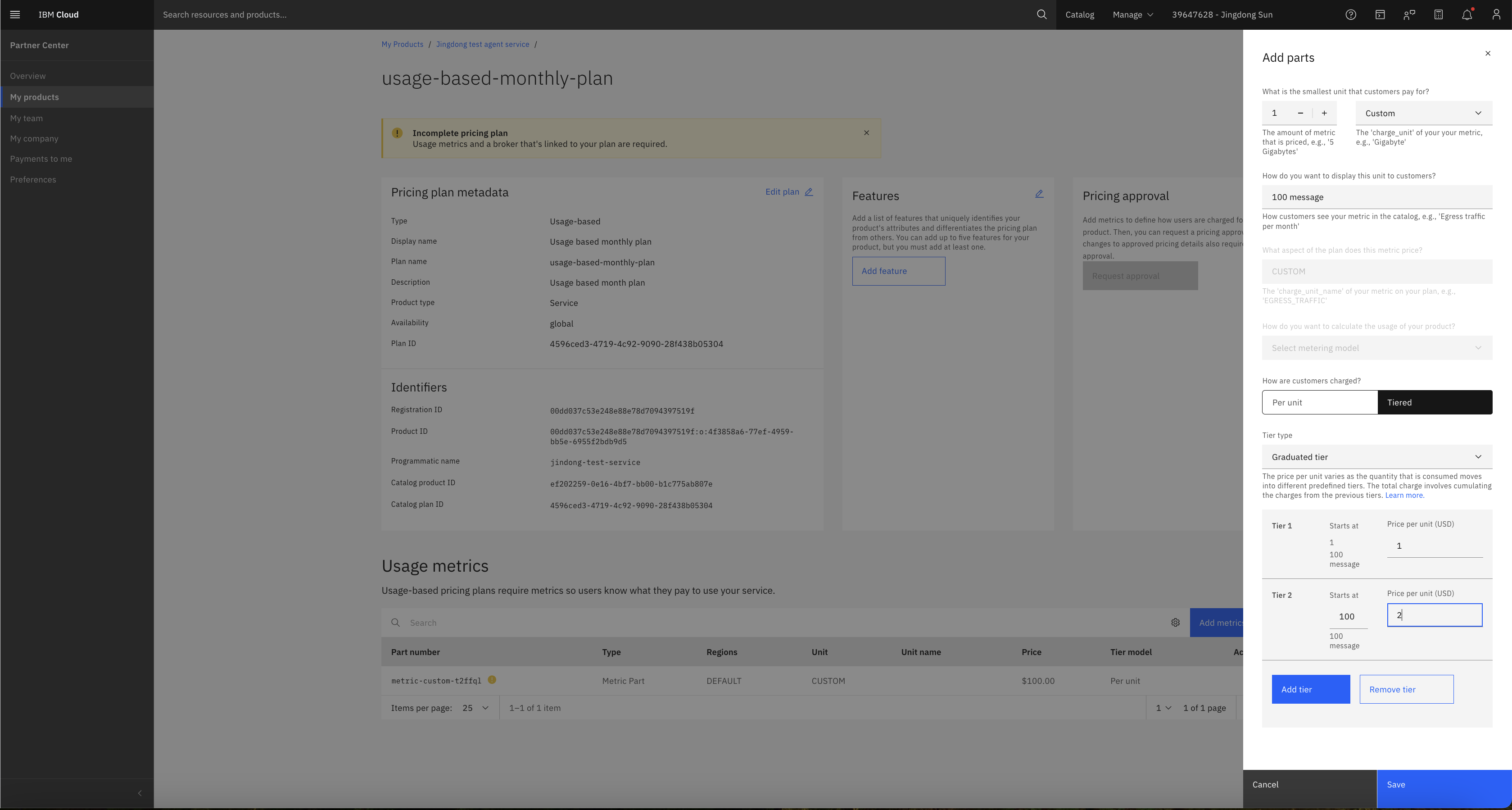 Pricing and metering - IBM Agent Connect